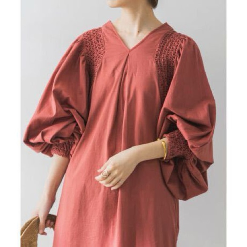 Kiira cotton linen smocking tuck dress free size - Picture 7 of 14